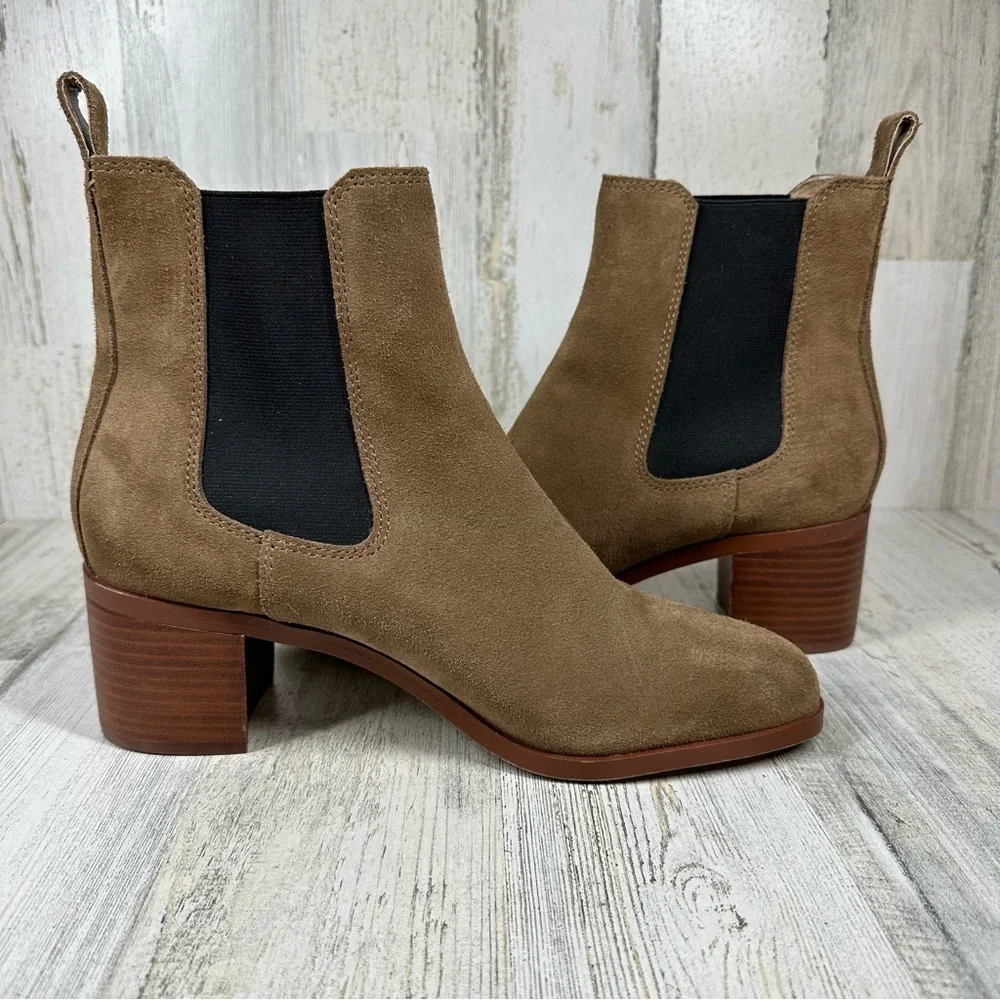 Steve Madden Ankle Boots Women's 10 Rhiannon Chelsea Brown Suede Block Heel